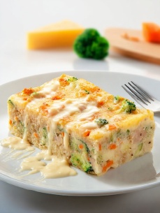 Запеканка овощная с курицей и соусом бешамель. Меню TheNorm